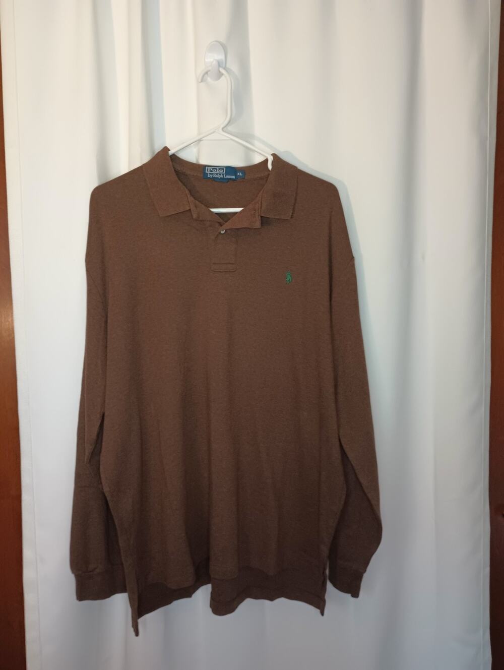 Polo Ralph Lauren Mens Long Sleeve Polo Shirt XL Brown Forest Academia Heritage